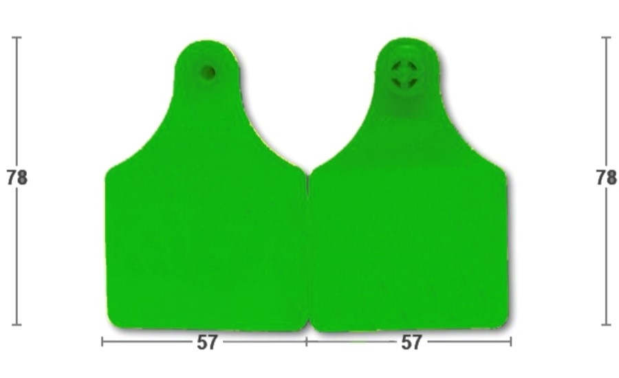 Бирка ушная MF D/D 57х78 TMP, зелёная