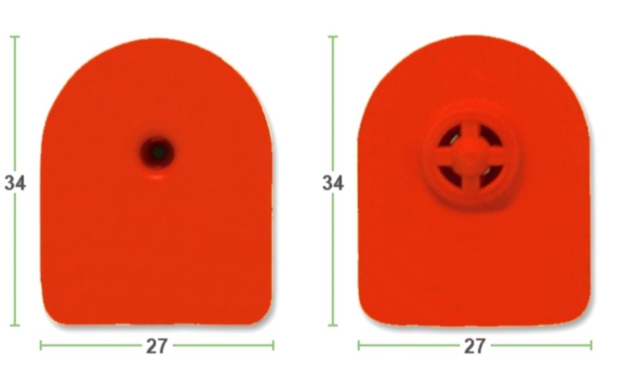 Бирка ушная MF P/P 27×34 TMP, красная