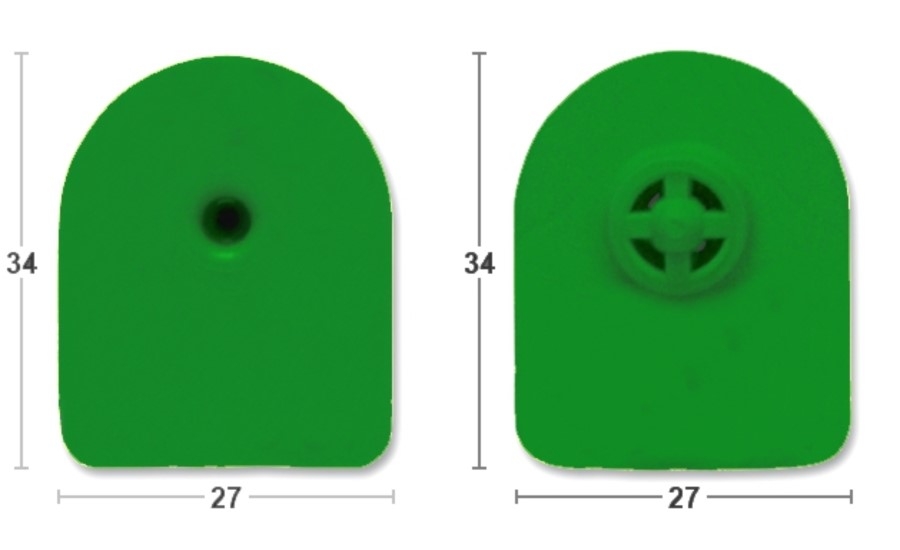 Бирка ушная MF P/P 27×34 TMP, зелёная