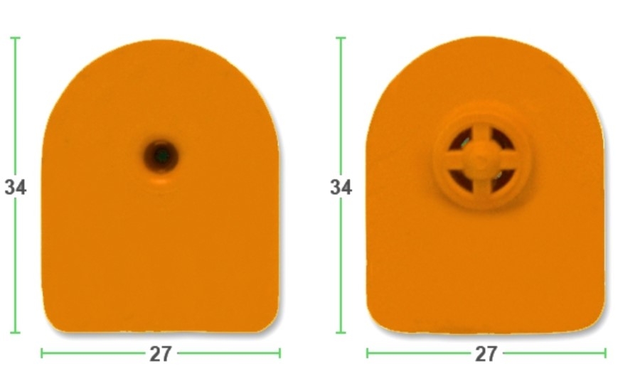 Бирка ушная MF P/P 27×34 TMP, оранжевая