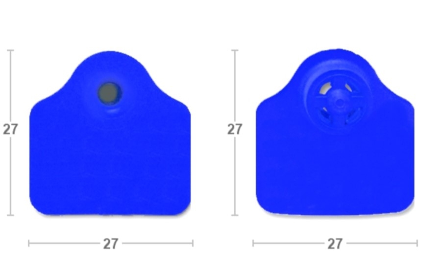 Бирка ушная MF L/L 27х27 TMP, синяя