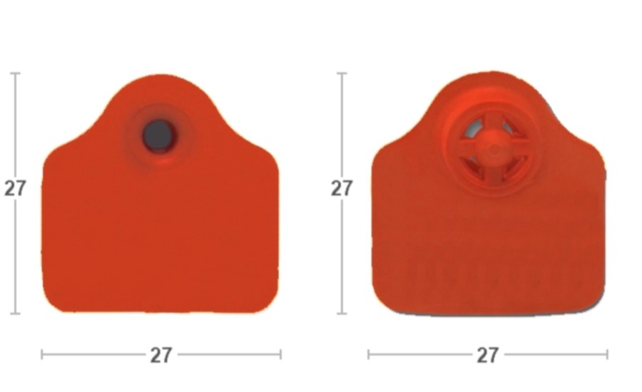 Бирка ушная MF L/L 27х27 TMP, красная